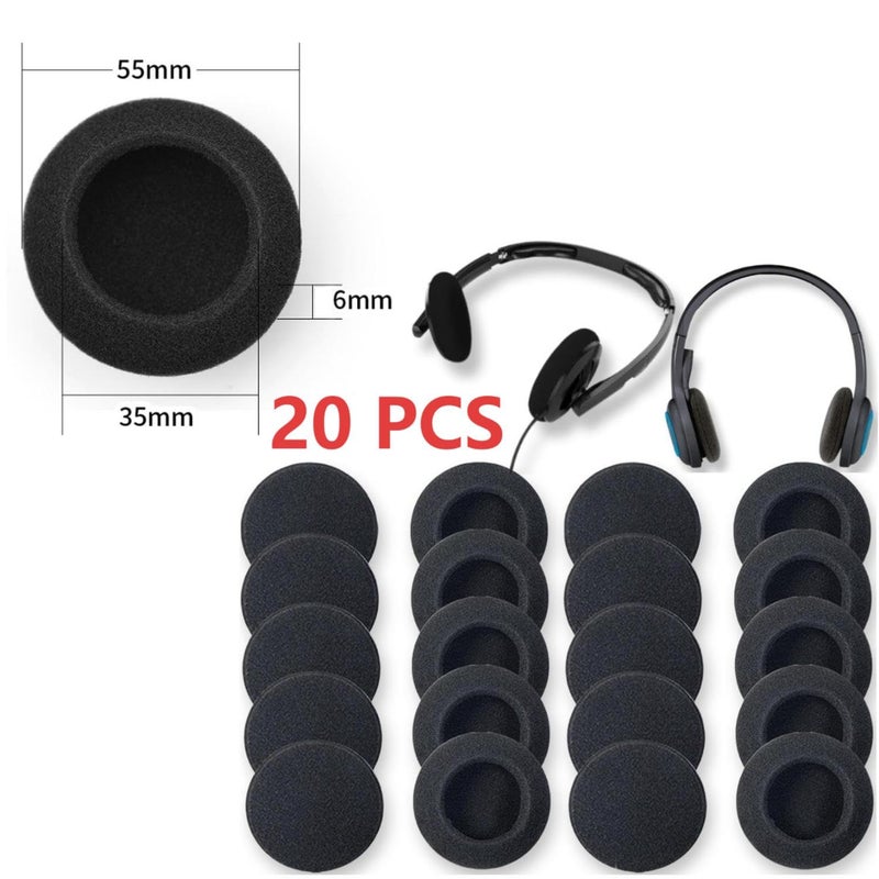 QPOIBSD Ear Cushions Foam Replacement for Plantronics Headphones Most Standard Size Office Telephone Headsets H251 H251N H261 H261N H351 H351N H361 H361N Headset Disposable Covers, Black (20Pcs) - Image 2