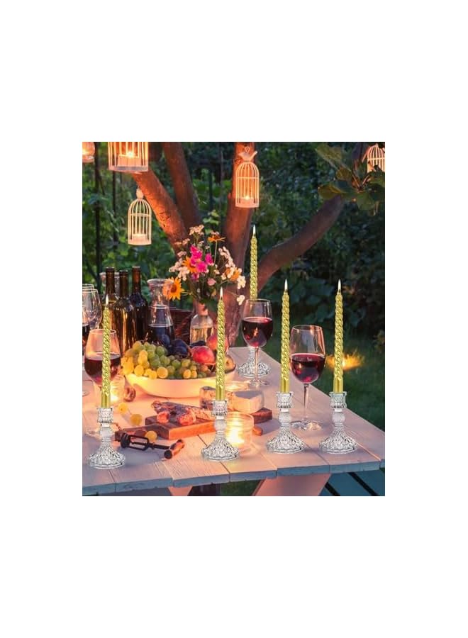 The Bros Glass Candle Holder, Clear Candlestick Holder & Taper Candle Holder for Wedding Party Table, Spring Decor, Anniversary, Dining Room Table, Valentine's Day (Transparent) - Image 5