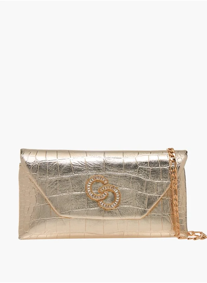 سيليست Women Embellshed Crossbody Bag with Chain Strap and Flap Closure
