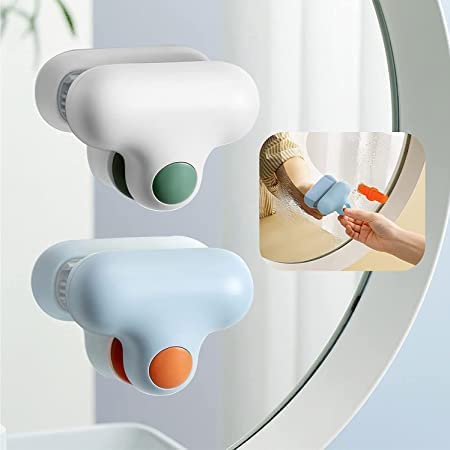QUALIZA Mini Silicon Glass Squeegee Small Cleaning Tools for Bathroom Mirror Shower Door Sinks Stoves Windows Car Glass Scraper Brush with Suction Cup Hook TShape
