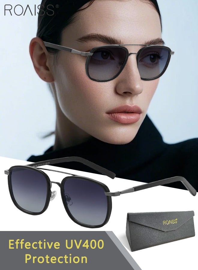 رويس نظارات شمسية مربعة مستقطبة للرجال والنساء، نظارات شمسية واقية من الأشعة فوق البنفسجية 400، نظارات شمسية عصرية للتسوق والحفلات والسفر مع حقيبة للنظارات، 54 ملم - Image 1