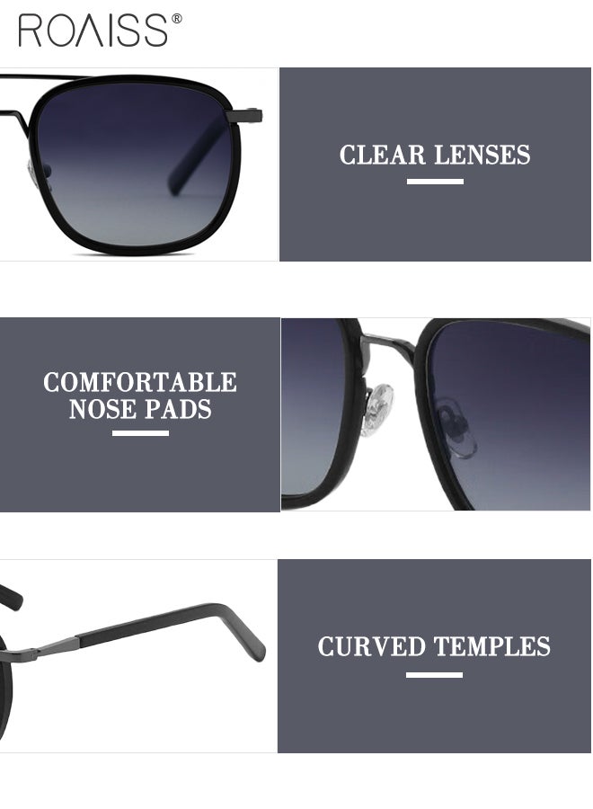 رويس نظارات شمسية مربعة مستقطبة للرجال والنساء، نظارات شمسية واقية من الأشعة فوق البنفسجية 400، نظارات شمسية عصرية للتسوق والحفلات والسفر مع حقيبة للنظارات، 54 ملم - Image 4