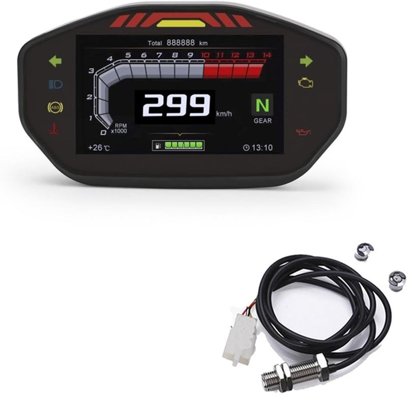 QASULER Universal Motorcycle LCD TFT Digital Speedometer - Image 1