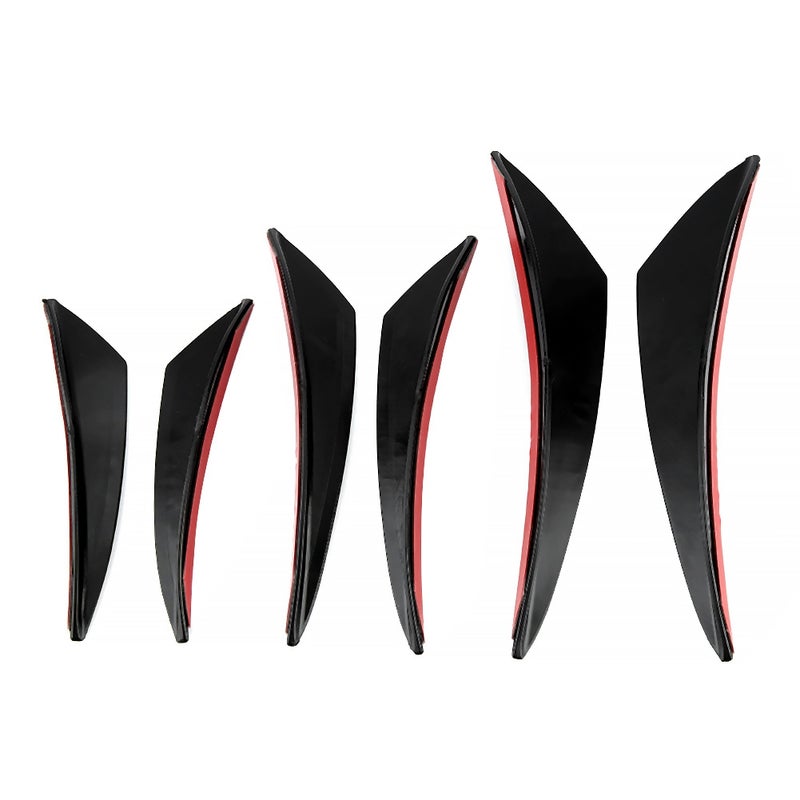 6Pcs Gloss Black Car Front Bumper Wind Knife Trims Front Bar Universal - Image 3