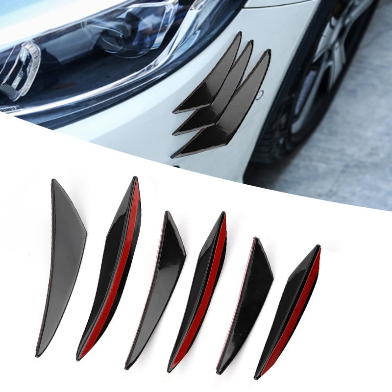 6Pcs Gloss Black Car Front Bumper Wind Knife Trims Front Bar Universal - Image 5