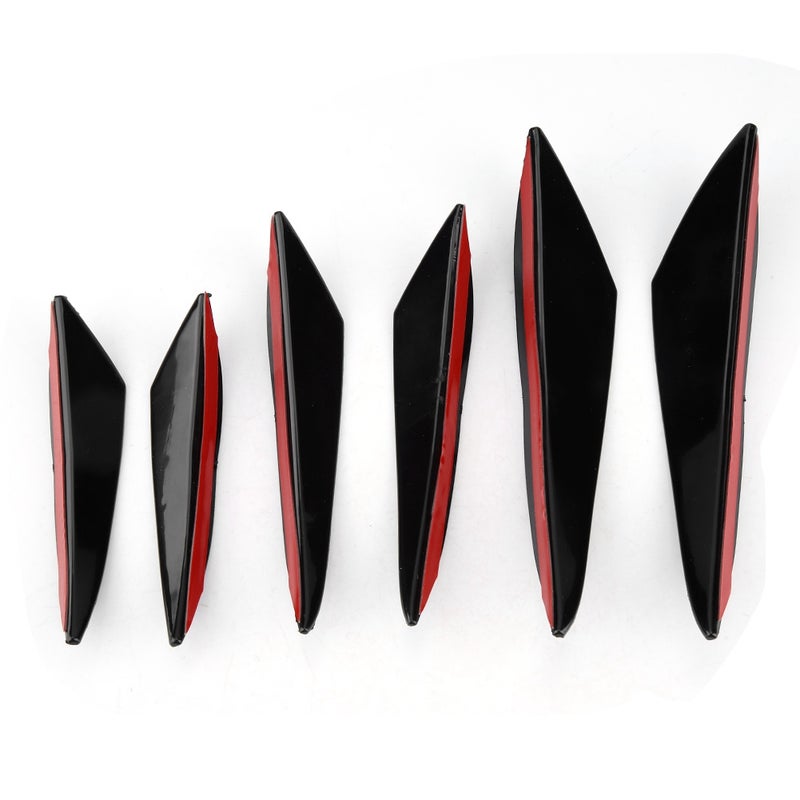 6Pcs Gloss Black Car Front Bumper Wind Knife Trims Front Bar Universal - Image 1