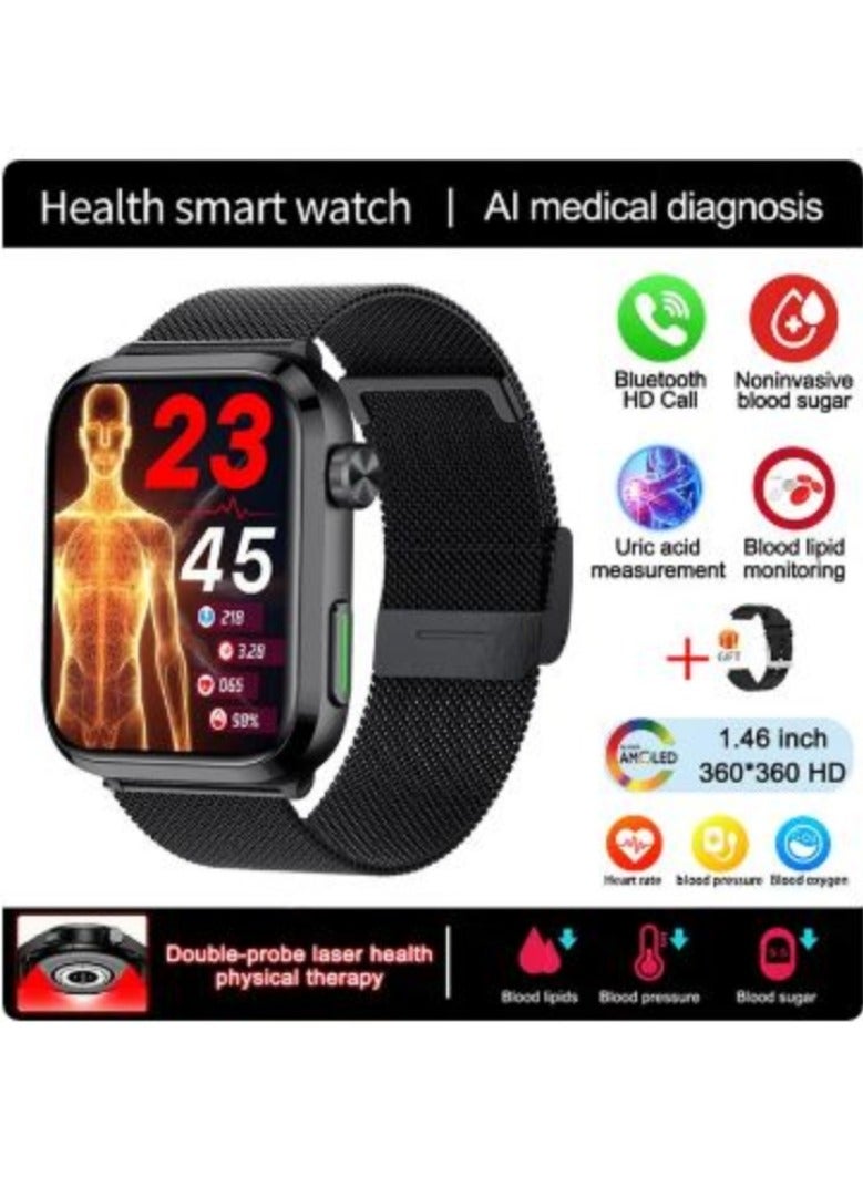 AROAQ F220 HealthWear Bluetooth Call Blood Sugar Body Temperature Urea Blood Lipids Family and Friends Care SOS Smart Watch - Image 1
