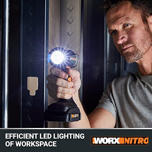 WORX Nitro 20V LED Work Light PowerShare 160350 Lumens Portable Light LED Flashlight with Flexible Pivoting Head WX025L9 Tool Only - Image 3