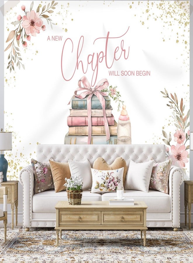 Rsuuinu Book Themed Baby Shower Backdrop for Girls A New Chapter Will Soon Begin Feeding Bottle Floral Pink Bow Background Baby Shower Party Decoration Supplies Banner Photo Booth Studio Props 7x5ft - Image 4