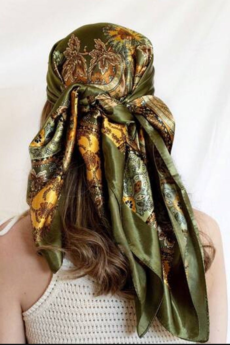 35inch Square Scarf  Fashion HeadScarf for Women Cashew Hijab - Image 5