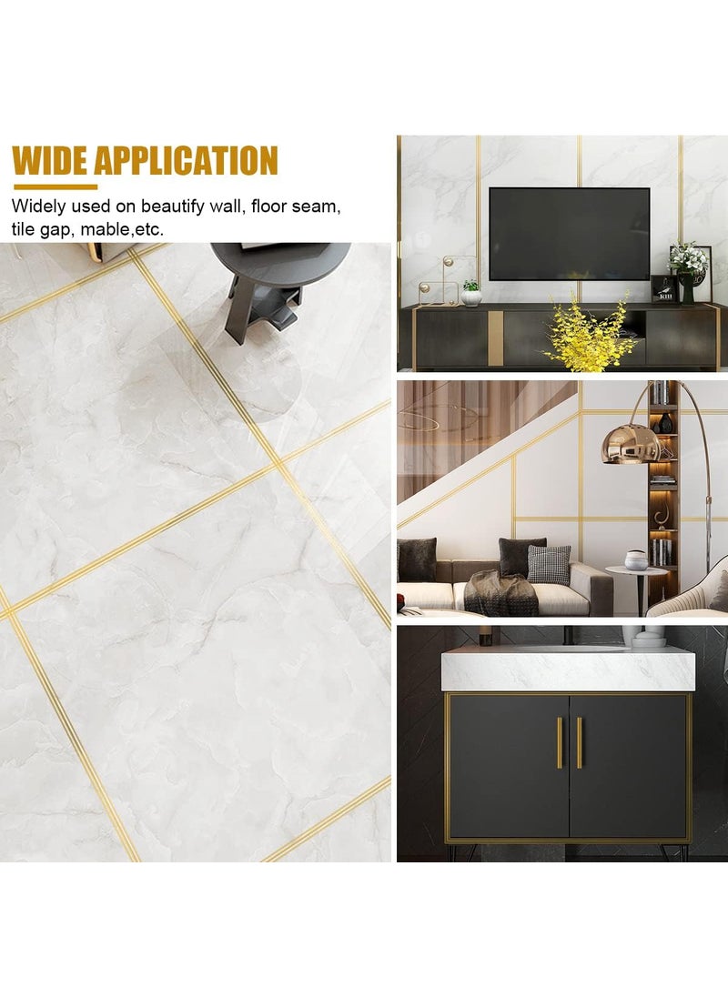 HETVIN HETVIN Floor Tile Gap Sticker 5M Golden Tile Gap Tape Self Adhesive Tape Home Tile Sticker Waterproof Tape Tile Decoration Tape Gap Sealing Tape Strip Ceramic Tile Gap Tape 25cm x 5m  - Image 5