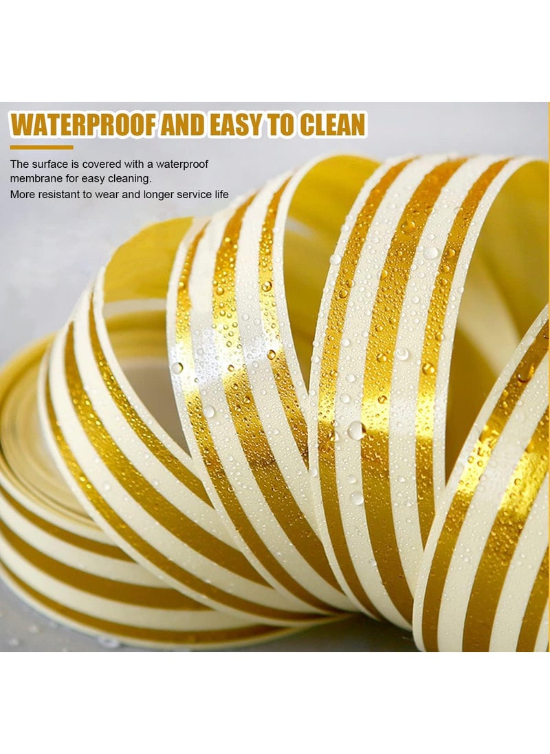 HETVIN HETVIN Floor Tile Gap Sticker 5M Golden Tile Gap Tape Self Adhesive Tape Home Tile Sticker Waterproof Tape Tile Decoration Tape Gap Sealing Tape Strip Ceramic Tile Gap Tape 25cm x 5m  - Image 3