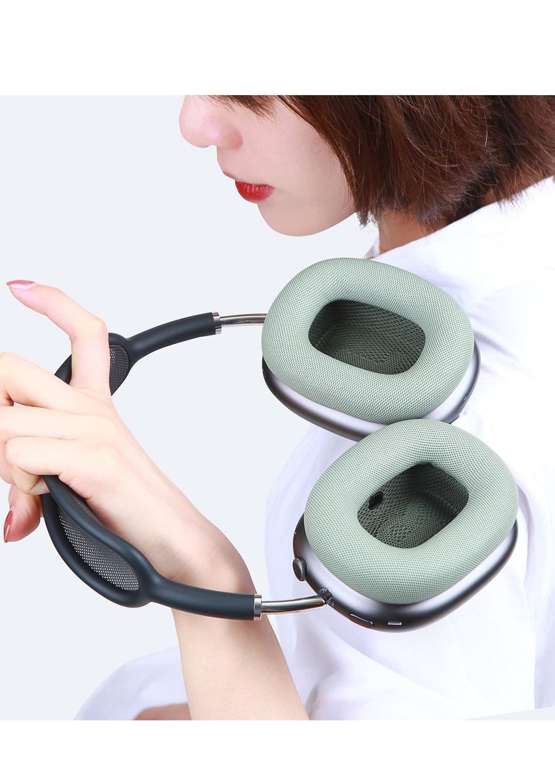 SYOSI - Ear Pads for AirPods Max Earmuffs Headband Ear Cups Replacement Sponge Cover Cloth Ear Cushion Cover Magnetic Headphone Accessories with Knitted Mesh Memory Foam Green - Image 1