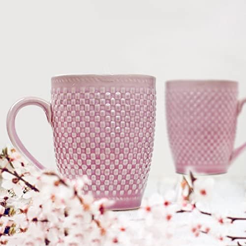 The Earth Store Purple Check Coffee Mug Set of 2 Ceramic Mugs to Gift to Best Friend, Tea Mugs, Microwave Safe Coffee Mugs, Ceramic Tea Cups - Image 2
