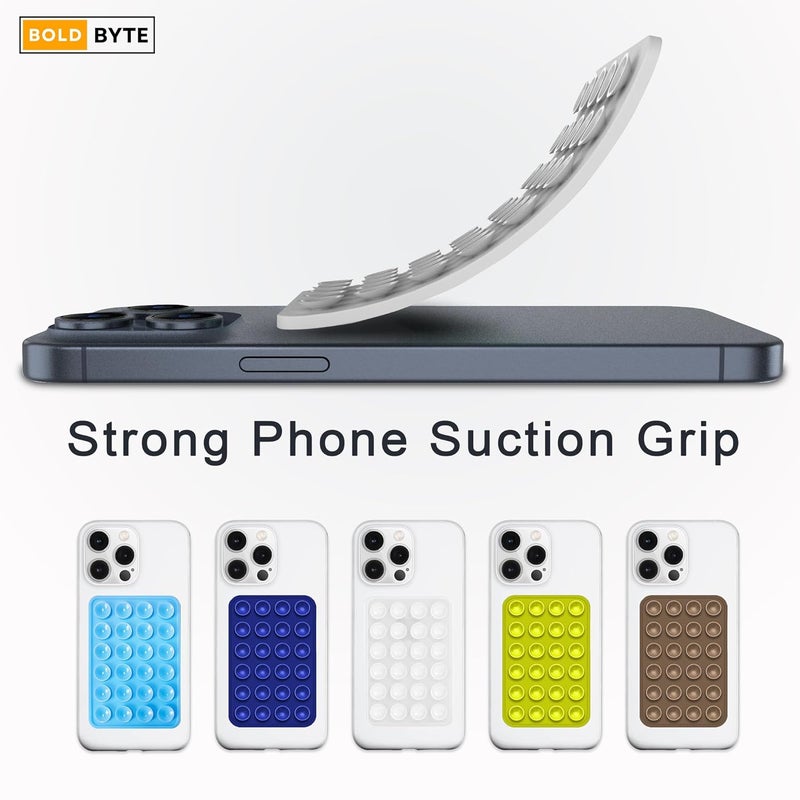 Bold Byte حامل هاتف بملصق | غلاف هاتف بملصق، وسادات لاصقة من السيليكون غير قابلة للانزلاق، حامل متعدد الاستخدامات لالتقاط الصور الذاتية، مقاطع الفيديو، الاستحمام، لوحة القيادة في السيارة (أبيض) - Image 4