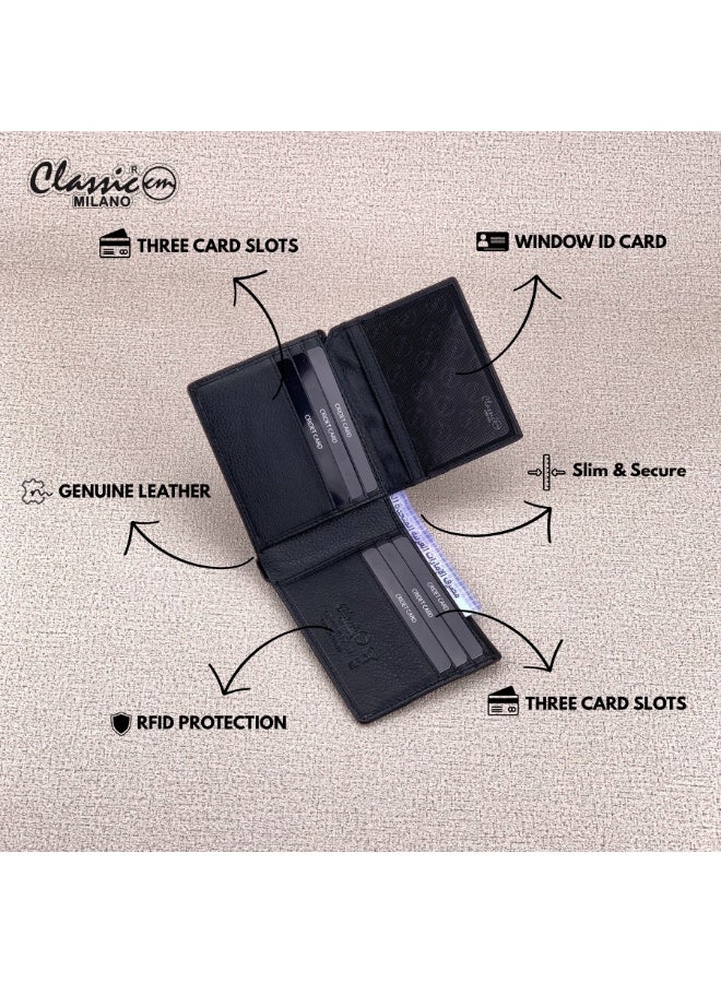 Classic Milano Genuine Leather Wallet for Men – Slim Bifold Men’s Wallet with RFID Blocking, Multiple Card Slots – Stylish Mens Purse Wallets Gift for Husband, Father - Image 3