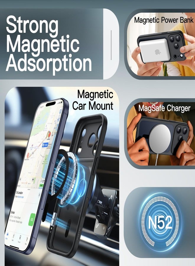 جي تيك جراب مغناطيسي من JETech لهاتف iPhone 17 Pro Max مقاس 6.9 بوصة متوافق مع MagSafe، غطاء هاتف نحيف مقاوم للصدمات مع زر تحكم مدمج بالكاميرا، ظهر غير لامع وشفاف (أسود) - Image 4