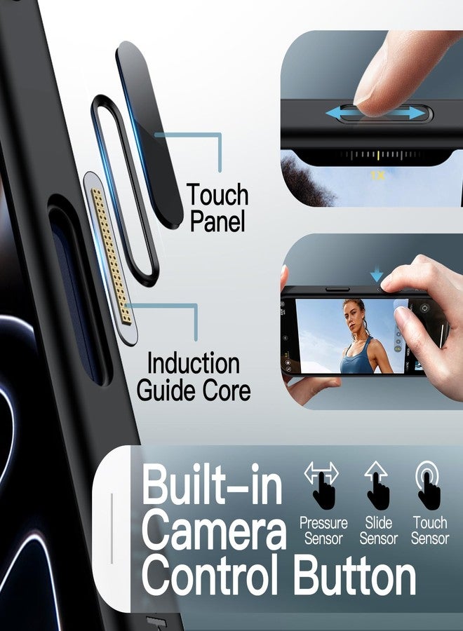 جي تيك جراب مغناطيسي من JETech لهاتف iPhone 17 Pro Max مقاس 6.9 بوصة متوافق مع MagSafe، غطاء هاتف نحيف مقاوم للصدمات مع زر تحكم مدمج بالكاميرا، ظهر غير لامع وشفاف (أسود) - Image 3