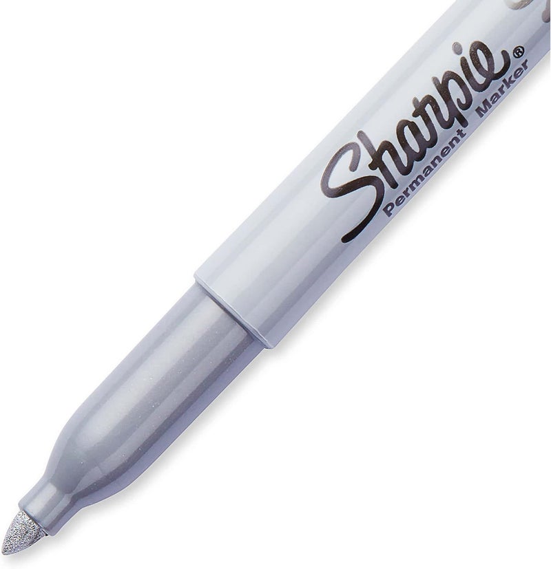 شاربي Sharpie 1986004، قلم ملون دائم بنقطة رفيعة، لون فضي - Image 1