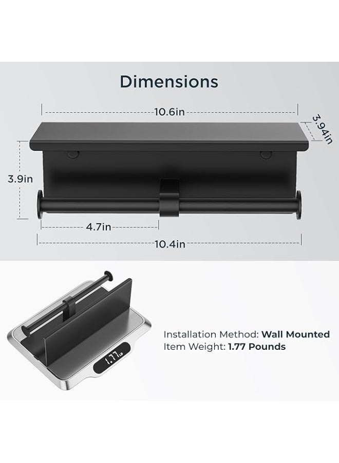 FORIOUS حامل ورق تواليت مزدوج - موزع لفافات مناديل متين مثبت على الحائط للحمام، حامل لفافات مزدوج من الفولاذ المقاوم للصدأ بلمسة نهائية مقاومة للصدأ، تصميم موفر للمساحة للاستخدام المنزلي أو المكتبي أو التجاري - Image 4