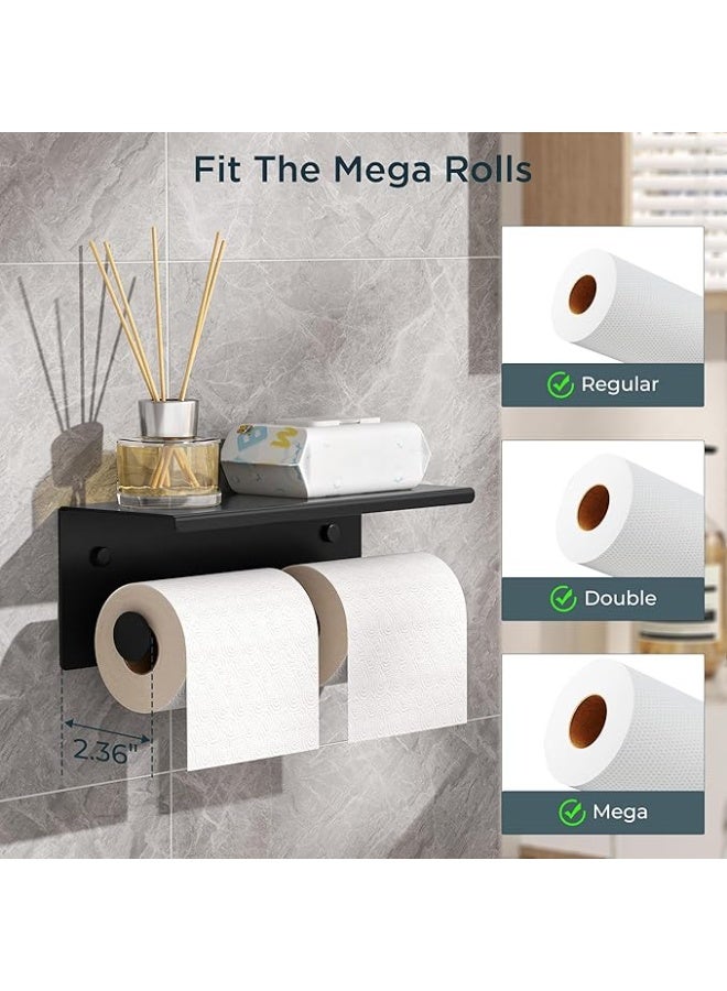 FORIOUS حامل ورق تواليت مزدوج - موزع لفافات مناديل متين مثبت على الحائط للحمام، حامل لفافات مزدوج من الفولاذ المقاوم للصدأ بلمسة نهائية مقاومة للصدأ، تصميم موفر للمساحة للاستخدام المنزلي أو المكتبي أو التجاري - Image 2