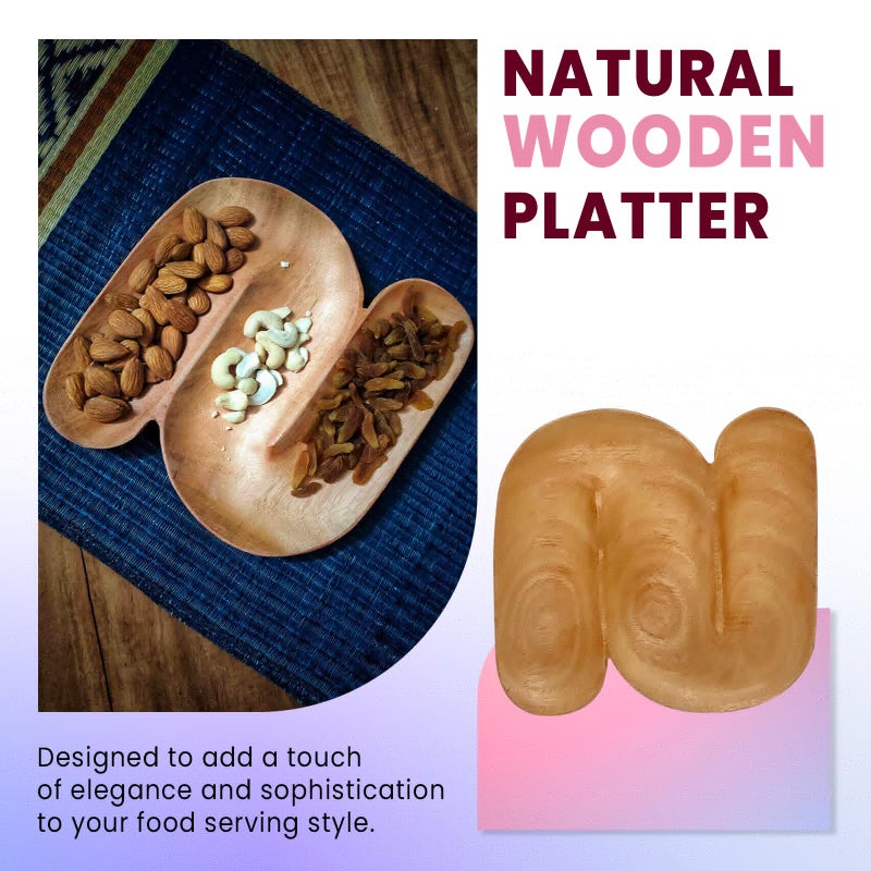 FERRA INDICA S Shaped Wood Serving Platters Wooden Tray, Gambhar Wood Serving Platter, Handcrafted Decorative Trays for Coffee Table, Wooden Serving Tray, Decorative Trays for Home Decor - Image 4