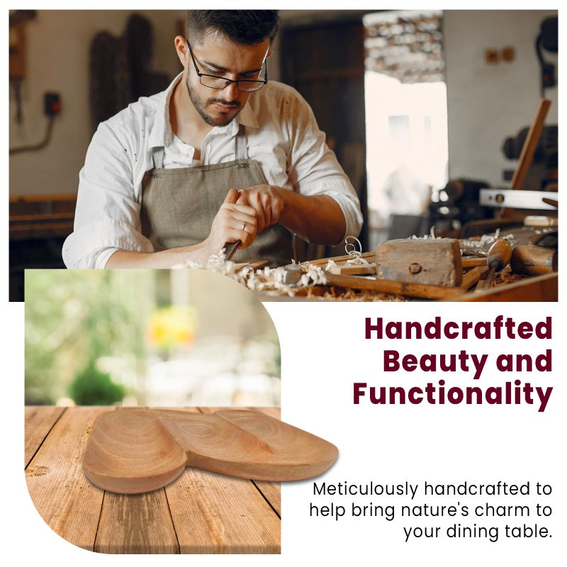 FERRA INDICA S Shaped Wood Serving Platters Wooden Tray, Gambhar Wood Serving Platter, Handcrafted Decorative Trays for Coffee Table, Wooden Serving Tray, Decorative Trays for Home Decor - Image 5