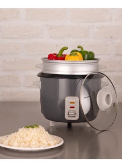 DOMEA 1L Electric Rice Cooker, 400W with Extendable Steamer Tray, Removable Nonstick Cooking Bowl, Fast Cooking & Steaming for Rice, Vegetables, Soups, Stews, Porridge, Warm & Cook Light Functions  - Image 1