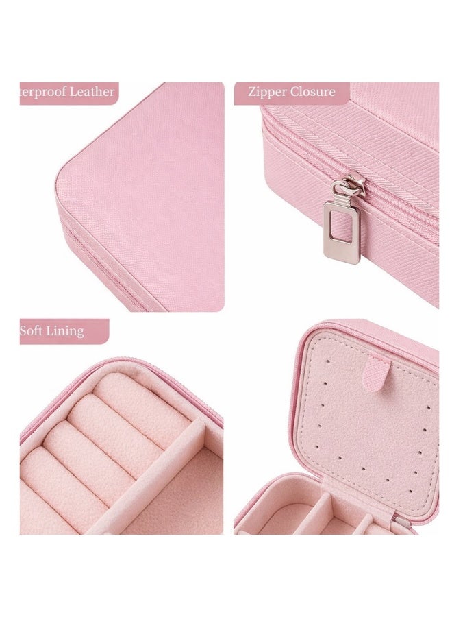 Lukadah Jewelry Travel Organizer Case for Women, Small Portable Jewelry Box with Zipper, PU Leather Compact Storage for Rings, Earrings, Necklaces, Mini Jewelry Organizer for Handbag - Image 4