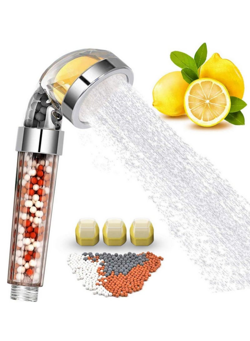 Vitamin C Filter Shower Head with 3 Replacement Balms High Pressure Handheld Hard Water Softener Chlorine Remover for Hair Loss Dry Skin Citrus Scented Showerhead for Healthy Skin and Hair  - Image 1