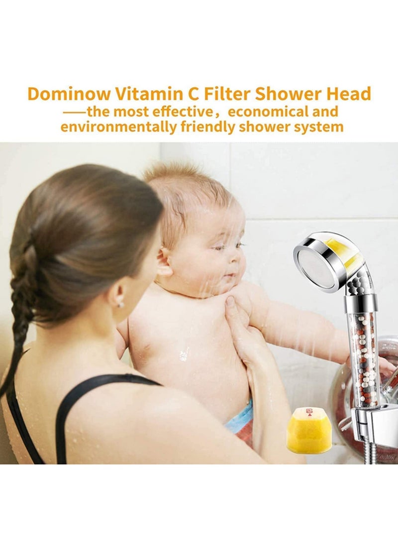 Vitamin C Filter Shower Head with 3 Replacement Balms High Pressure Handheld Hard Water Softener Chlorine Remover for Hair Loss Dry Skin Citrus Scented Showerhead for Healthy Skin and Hair  - Image 3