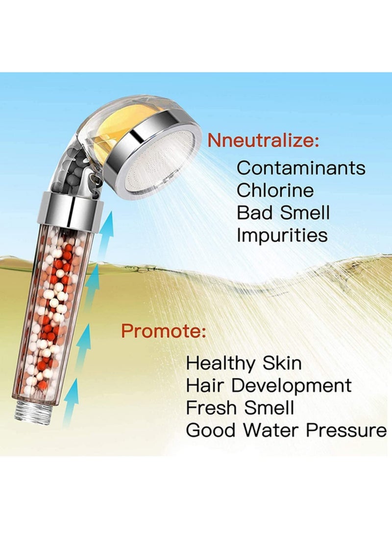 Vitamin C Filter Shower Head with 3 Replacement Balms High Pressure Handheld Hard Water Softener Chlorine Remover for Hair Loss Dry Skin Citrus Scented Showerhead for Healthy Skin and Hair  - Image 4