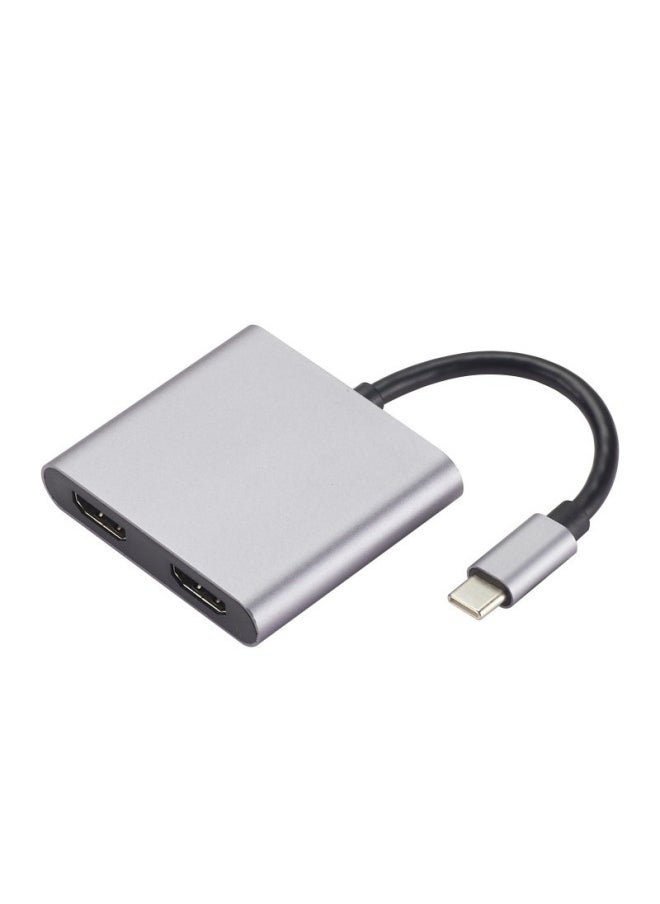 Generic - TypeC To Dual HDMI Docking Station 2-in -1 4-in -1 Usb3.0hubPD Fast Charge HD Video Screen Cable-Color:dark Gray 4 In 1-Line Length:10CM - Image 1
