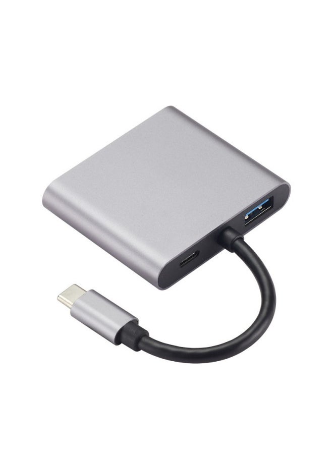 Generic - TypeC To Dual HDMI Docking Station 2-in -1 4-in -1 Usb3.0hubPD Fast Charge HD Video Screen Cable-Color:dark Gray 4 In 1-Line Length:10CM - Image 1