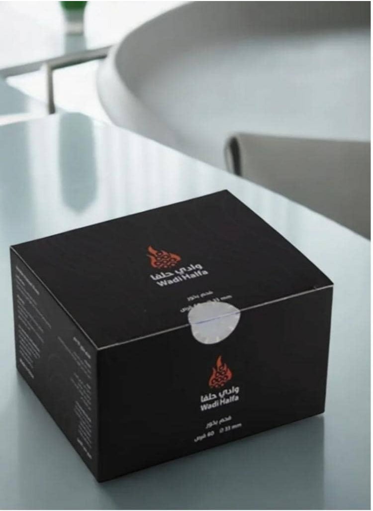 fan baytk - Wadi Halfa Black Incense Charcoal Round Large Size Fast Ignition 50mm Box Contains 60 Pieces - Image 1