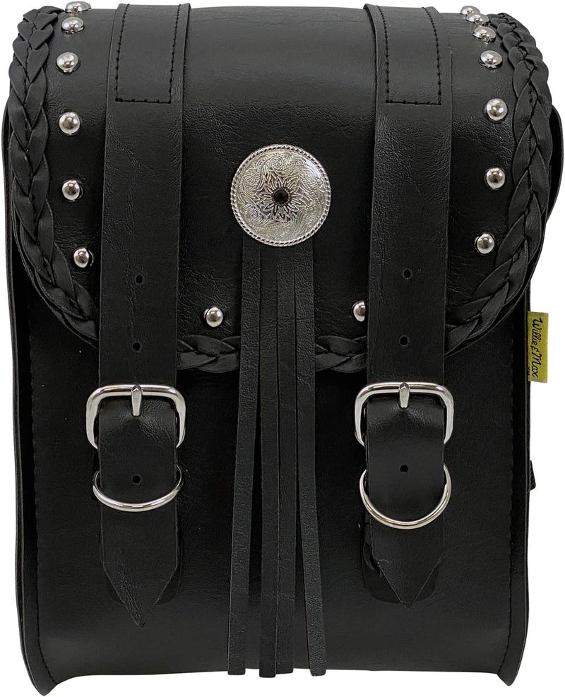 Dowco Willie & Max Warrior Series Synthetic Leather Motorcycle Sissy Bar Bag - Black, 6 Liter Capacity - Image 1