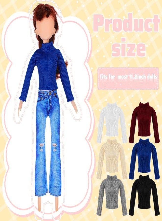 Fourluoo 6 Pcs Winter Doll Clothes Doll Sweater Fashion Outfits Long Sleeve Top Clothing for Winter Spring Birthday Gift(Classic Colors,11.8 Inch) - Image 3