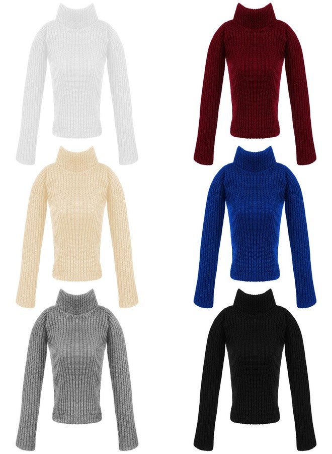Fourluoo 6 Pcs Winter Doll Clothes Doll Sweater Fashion Outfits Long Sleeve Top Clothing for Winter Spring Birthday Gift(Classic Colors,11.8 Inch) - Image 1