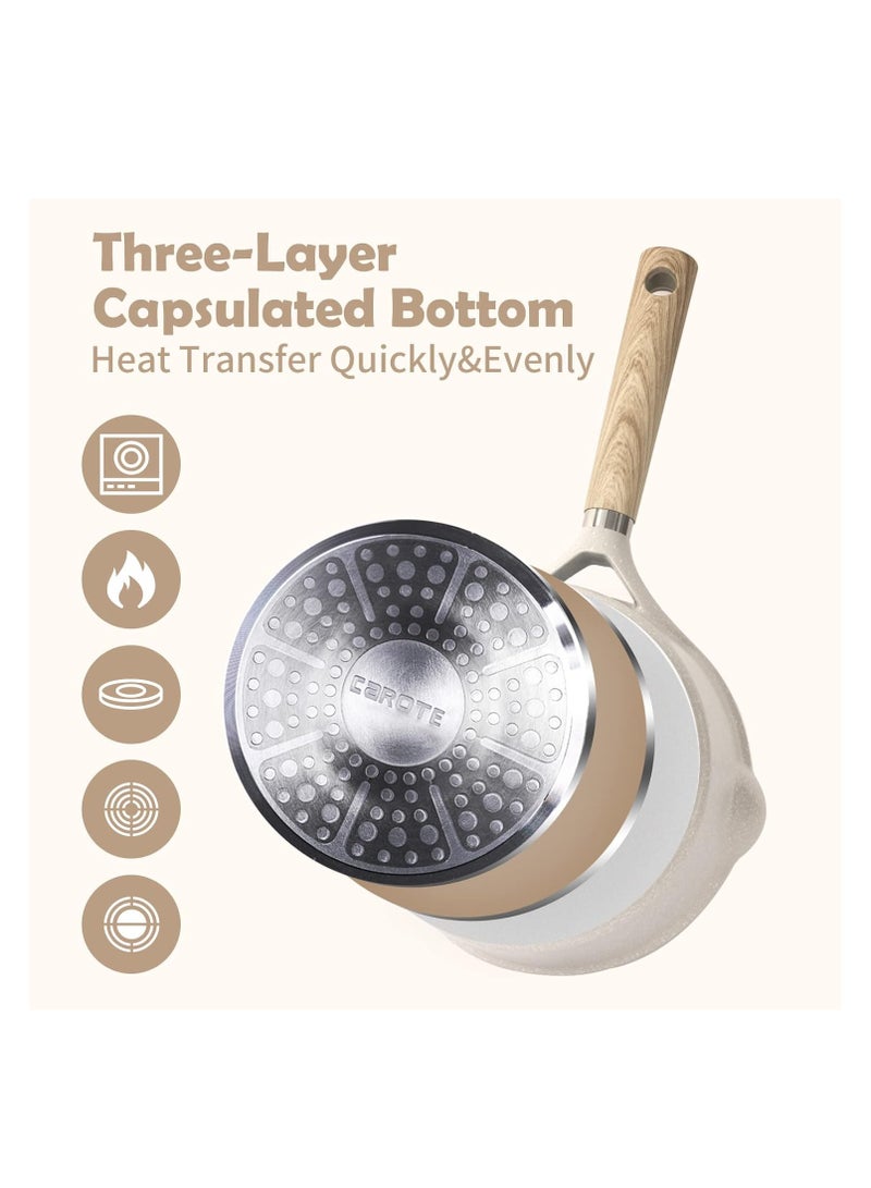 طباخ مع غطاء 16cm / 1.5L ، غير عصا الحليب طباخ التعريفي ، موقد غاز ، طباخ صغير مع مقلوب الفم - Image 2