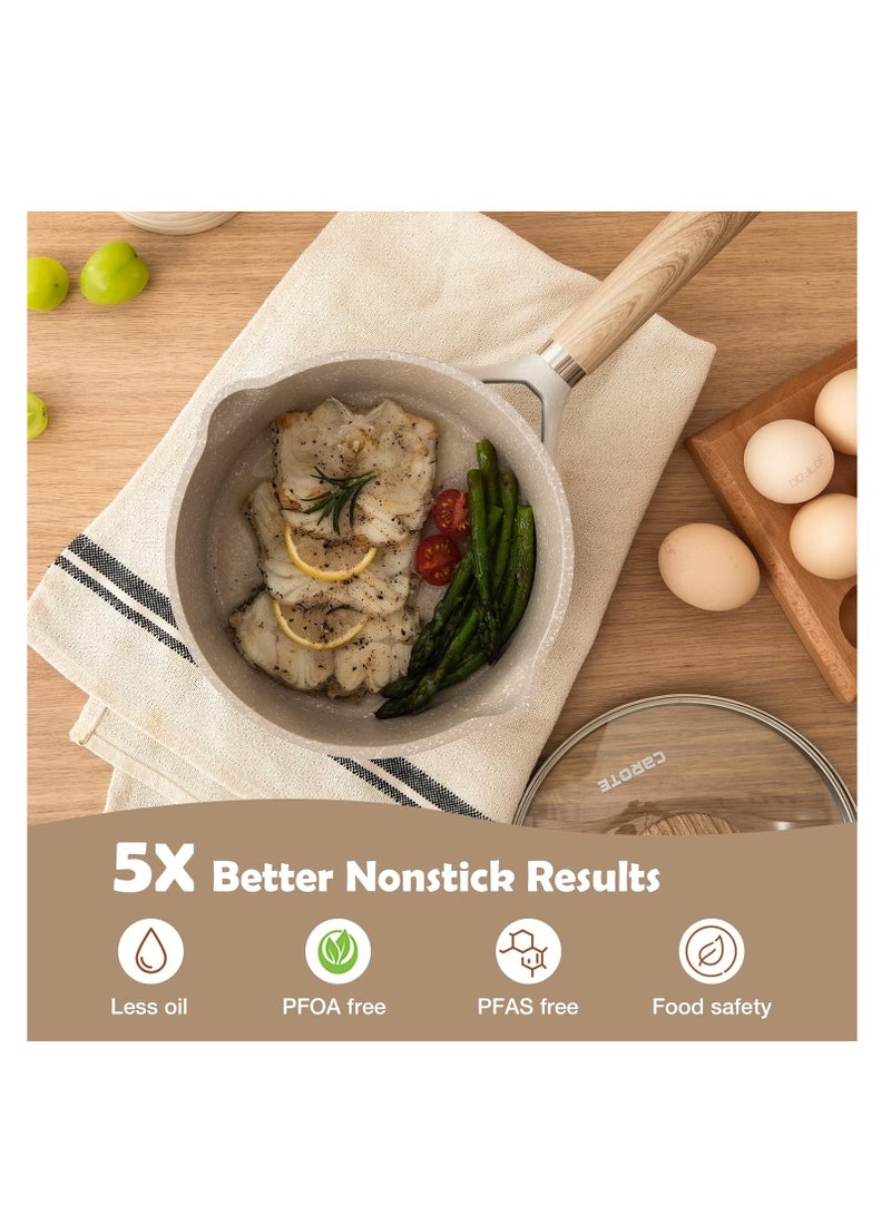 طباخ مع غطاء 16cm / 1.5L ، غير عصا الحليب طباخ التعريفي ، موقد غاز ، طباخ صغير مع مقلوب الفم - Image 3