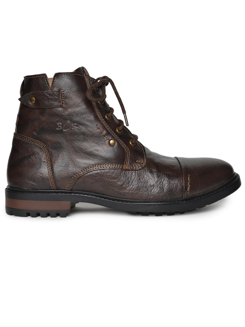 Buckaroo Genuine Leather Brown Casual Boots for Men: APACHEE - Image 1