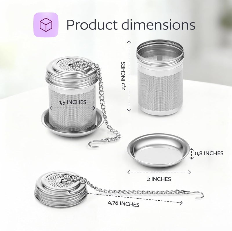 GoodCups Stainless Steel Tea Infuser for Loose Leaf Tea – Extra Fine Mesh Strainer with Chain Hook & Lid, Reusable Tea Steeper Filter for Mugs, Cups & Teapots - Image 2