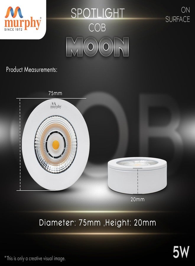 Murphy Aluminium 5 Watts Moon Round Led Cob Surface Cabinet/Ceiling Down Light (Pack of 1, Warm White) - Image 4
