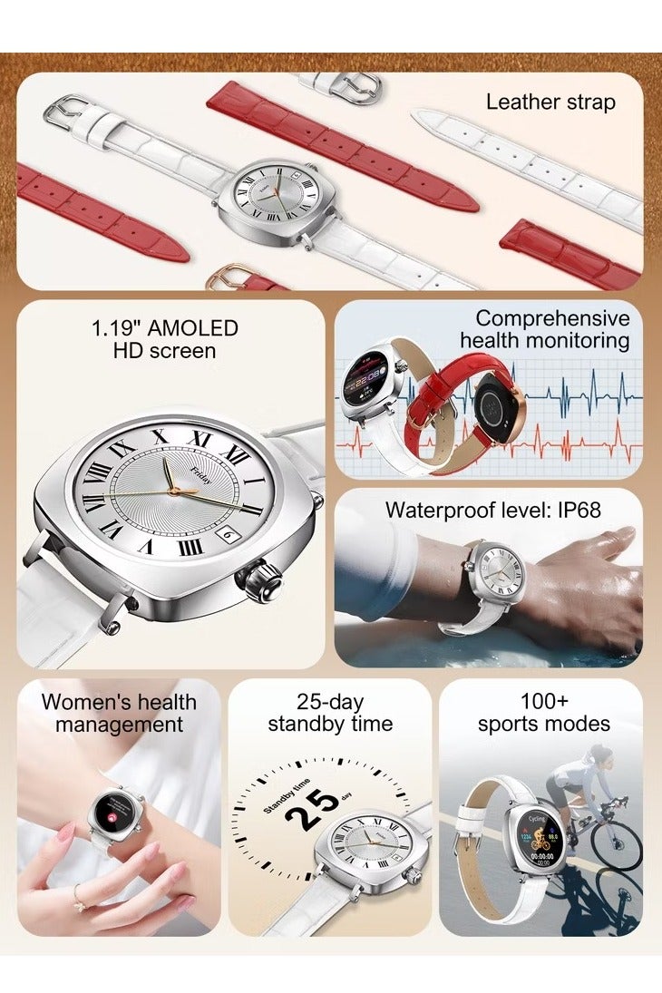 LDNIO SW03 Ladies Smart Watch (Upgraded 2025) – 1.19″ AMOLED HD Touchscreen, IP68 Waterproof, 5–7-Day Battery (180 mAh), Magnetic Charging, Women’s Health Tracking & Heart Rate Monitor, Zinc Alloy, Bluetooth 5.4 - ISO Certified - Image 4