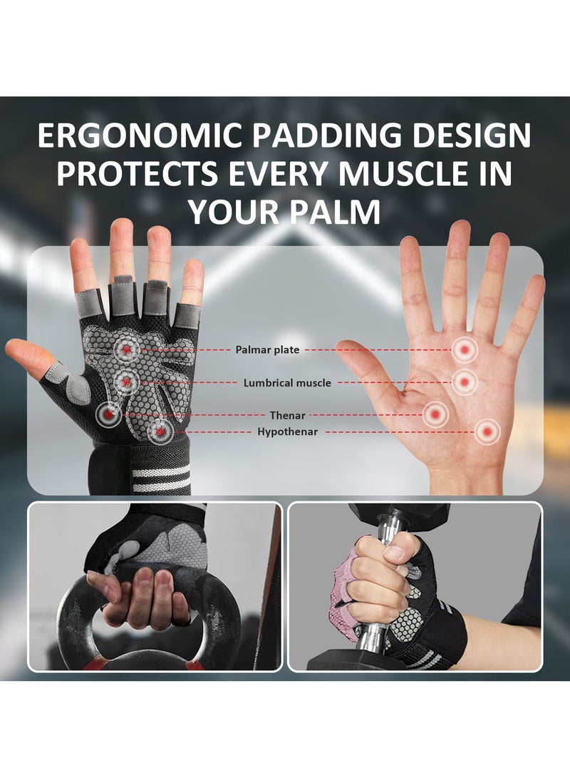 ZERIFAM Gym Gloves, Workout Gloves with Wrist Wrap Support for Men and Women, Weight Lifting Gloves with Excellent Grip, Full Palm Protection for Weightlifting, Training, Fitness, Hanging, Pull ups  - Image 4