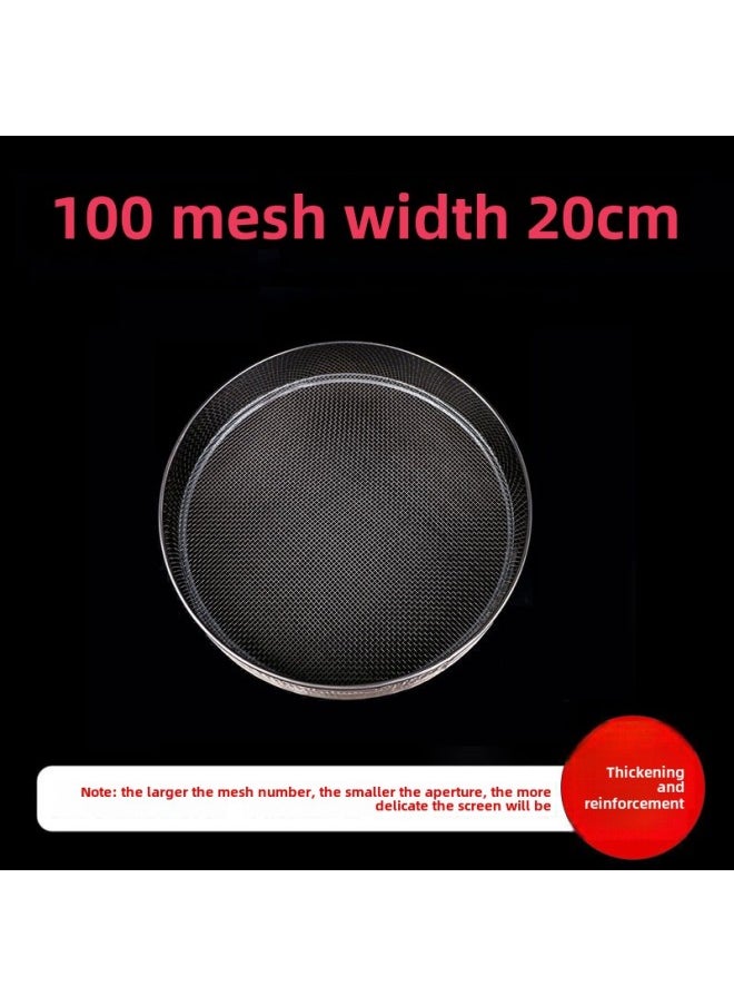 Generic - Sieve Flour Sieve Stainless Steel Sample Sieve Muffin Cat Sand Fine Rice Sieve Soybean Milk Fried Chicken Sesame Traditional Chinese Medicine Sugar Powder Tea-Colour:Diameter 20cm 100 Mesh/pearl Powder Pine Pollen Fine Soy Milk - Image 1