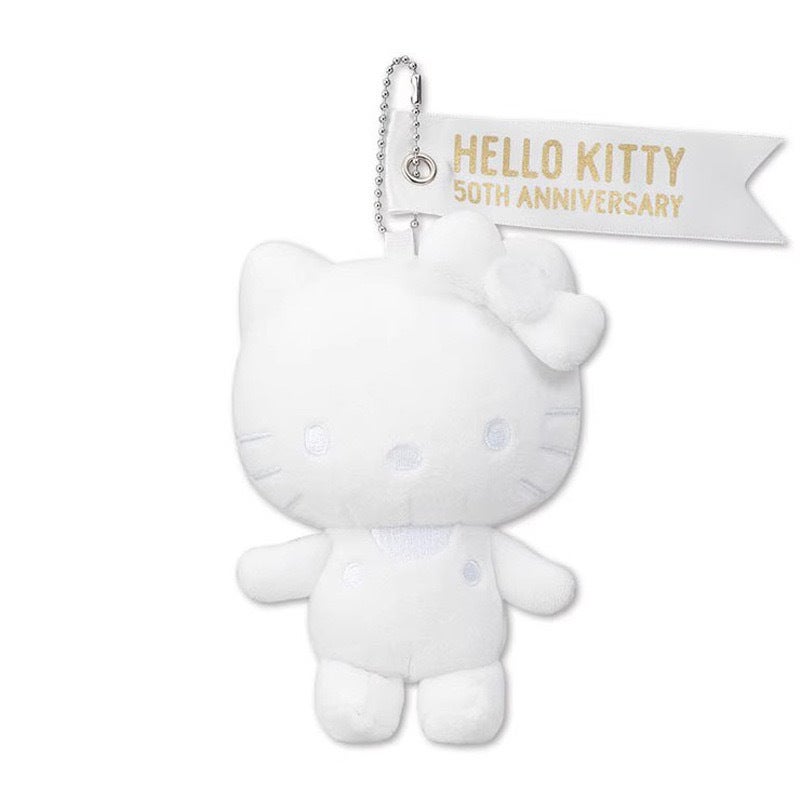 Hello Kitty 50th Anniversary Plush Keychain Pendant, Black & White, Cute Gift - Image 3