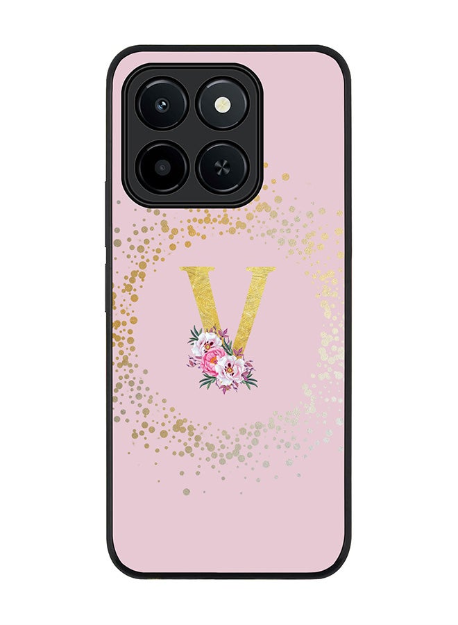 Stylizedd For Honor X6c Case,Slim fit Camera Protection, Shockproof Thin Phone cover  - Custom Monogram Floral - V  (Pink )