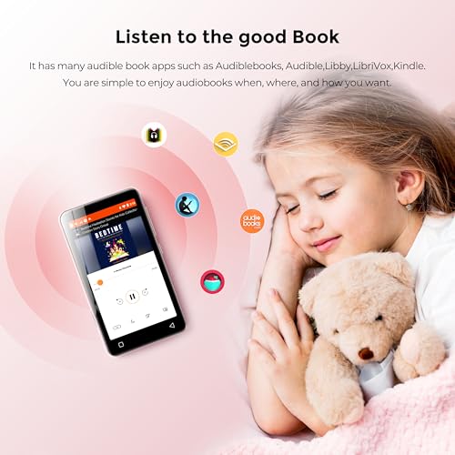 innioasis 160GB MP3 Player with Bluetooth and WiFi, innioasis Music Player with Spotify,Pandora,Amazon Music,4" Touch Screen Android MP4 MP3 Player for Kids with Libby,Audible,Spotify Kids (White+Pink) - Image 3