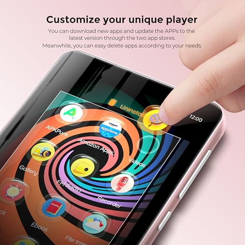 innioasis 160GB MP3 Player with Bluetooth and WiFi, innioasis Music Player with Spotify,Pandora,Amazon Music,4" Touch Screen Android MP4 MP3 Player for Kids with Libby,Audible,Spotify Kids (White+Pink) - Image 4